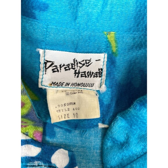 Vintage Paradise Hawaii Hawaiian Jacket Top Honolulu Blue Floral Women's Sz 10 - Picture 3 of 7